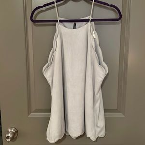 Velvet grey tank top, scalloped detail